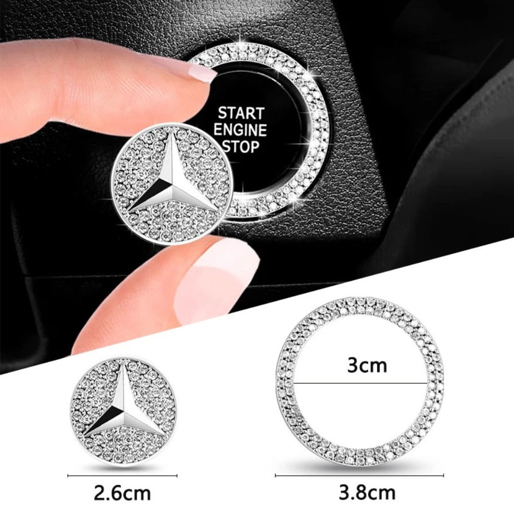 Set van 3 ringen met kristallen voor auto startknop