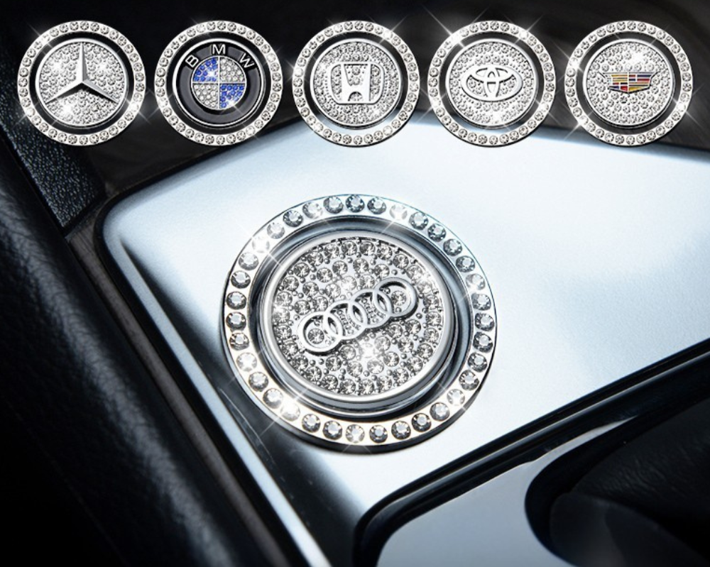 Set van 3 ringen met kristallen voor auto startknop